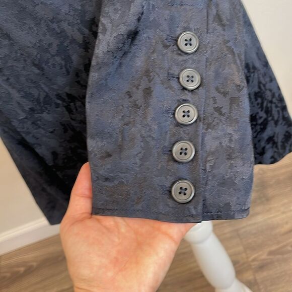 Free People Black Silky Printed Blazer - Picture 3 of 9